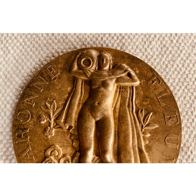 Metal French Bronze Canoeing Medal Paperweight by Marcel Renard, C. 1930 For Sale - Image 7 of 11