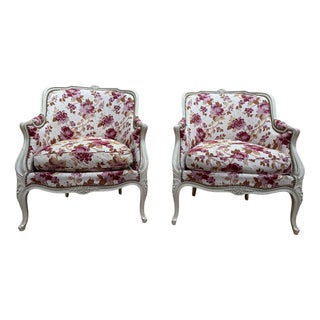 Louis XV Style Bergère Armchairs, Set of 2 For Sale