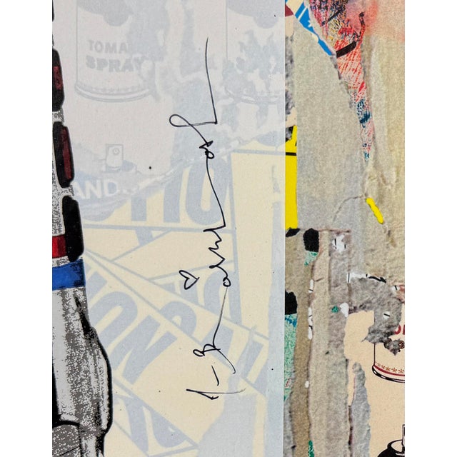 Unique, one of a kind, screen print with stencil, acrylic and spray paint on wove paper. Hand signed on front by Mr....