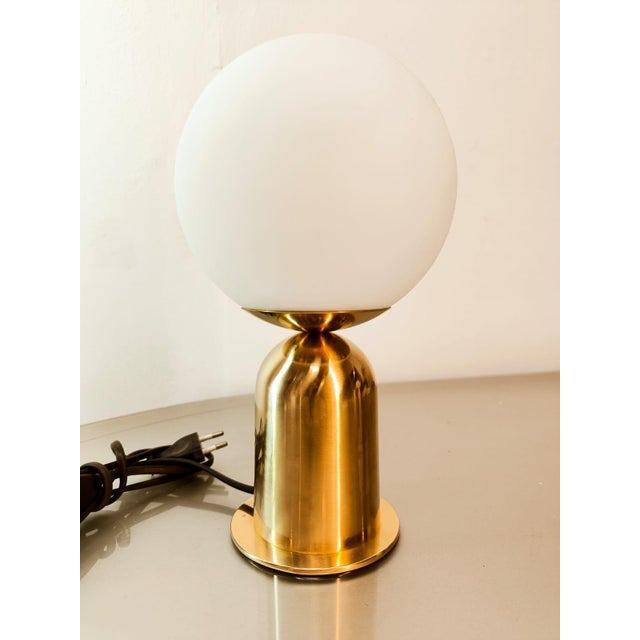 Brass Table Lamp with Satin Sphere For Sale - Image 13 of 13