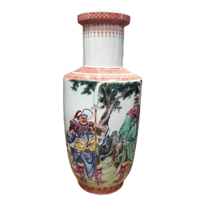 1950s Large Chinese Export Famille Rose Rouleau Vase
