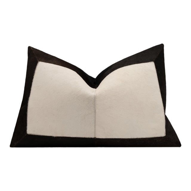 Canvello Genuine Cowhide Leather Decorative Throw Pillow With Feather Down Insert Included For Sale