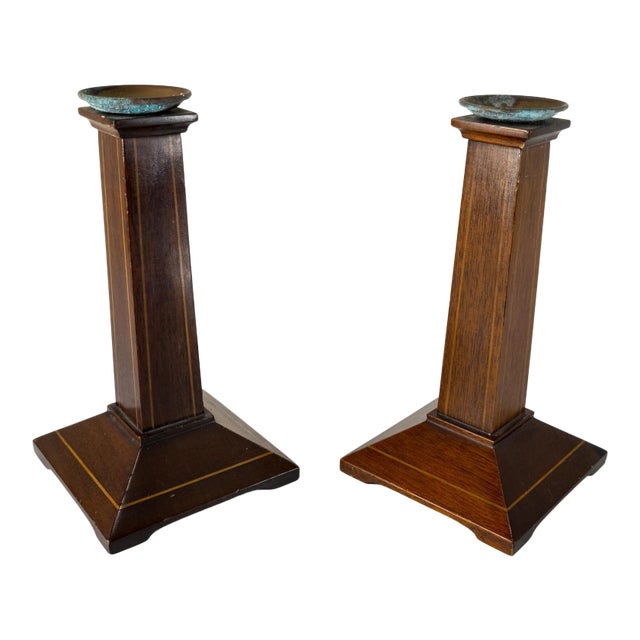 Georgian Style Mahogany Candle Holders or Candlesticks For Sale