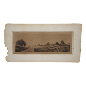 Late 19th Century Antique John Hill Millspaugh Signed Country Farmhouse Landscape Etching 29"