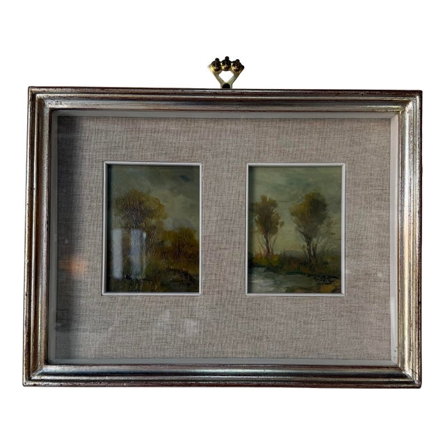 Vintage Rogiani Impressionist Landscape Oil on Canvas Board Painting – Framed For Sale