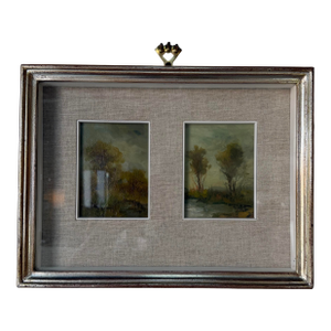 Vintage Rogiani Impressionist Landscape Oil on Canvas Board Painting – Framed