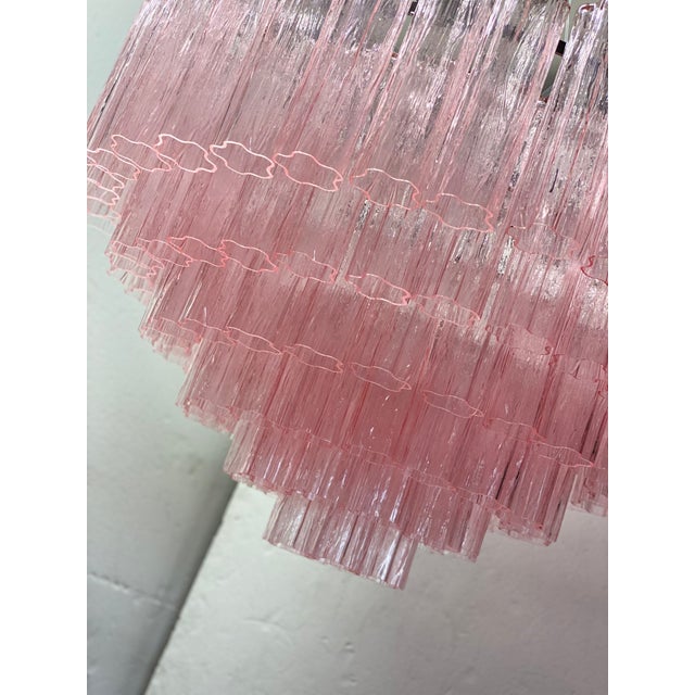 Contemporary Pink "Tronchi" Murano Glass Chandelier in Venini Style For Sale - Image 10 of 12