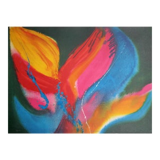 Lamar Briggs Fire Dancer, Colorful Abstract Expressionist Lithograph by Lamar Briggs 1976 For Sale