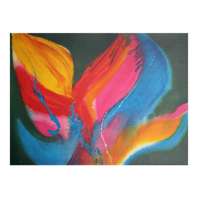 Lamar Briggs Fire Dancer, Colorful Abstract Expressionist Lithograph by Lamar Briggs 1976 For Sale