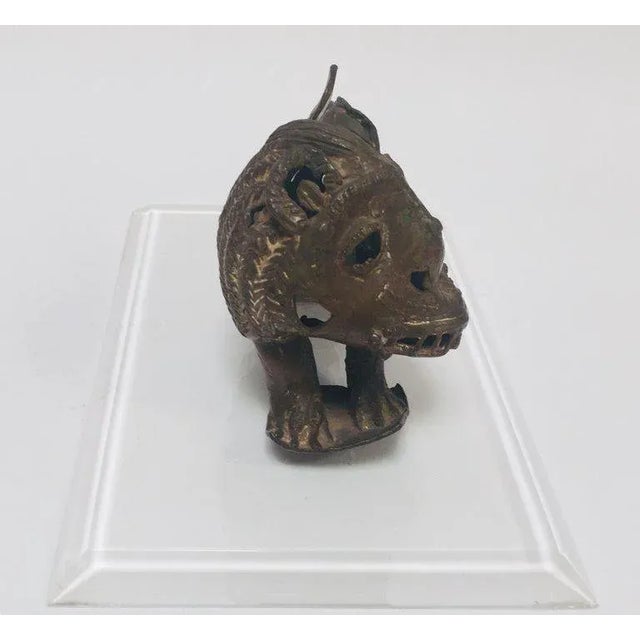 Vintage African Cast-Bronze Sculpture of a Stylized Mythical Lion For Sale - Image 10 of 13