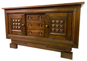 French Brutalist Oak Sideboard, 1940s