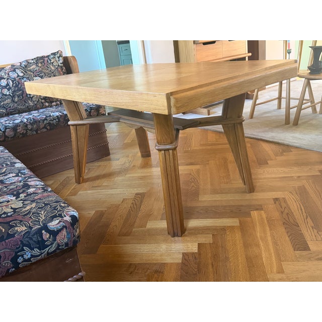Vintage French 1940’s Wood Dining Table With Parquetry Checkered Top For Sale - Image 12 of 12