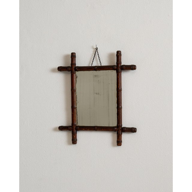 Wood 19th Century France Tan Wood Mirror For Sale - Image 7 of 7