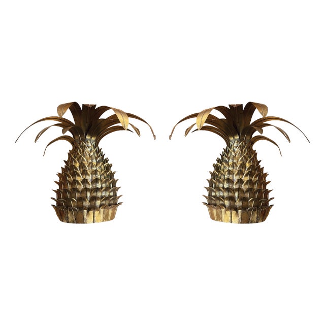 Pineapple Gold Appliques from Maison Jansen, 1980s, Set of 2 For Sale