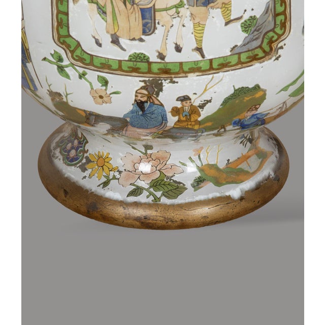 Hollywood Regency Antique English Decalcomania Vases, 1840, Set of 2 For Sale - Image 3 of 16