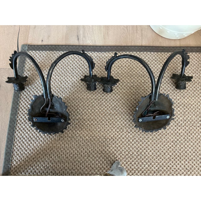 Metal Antique Iron Lion's Head Sconces - A Pair For Sale - Image 7 of 9