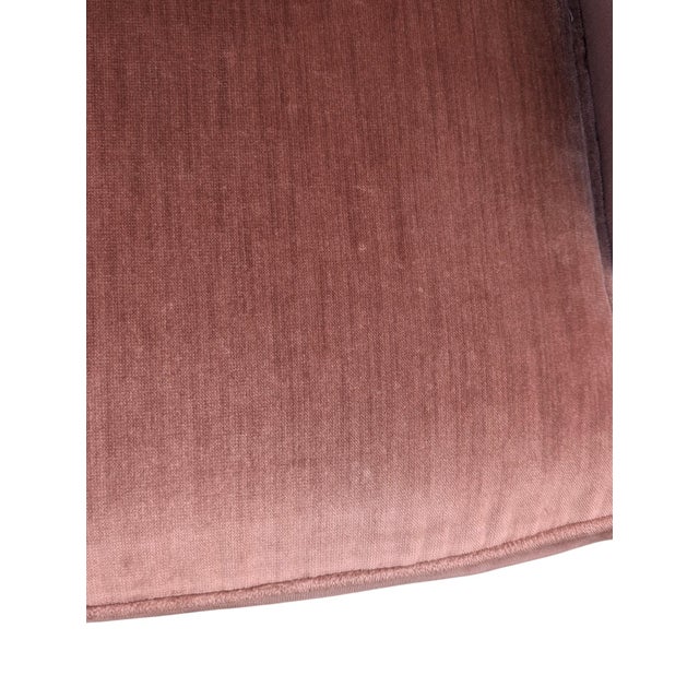 Mid 20th Century Rose Gold Pink Crushed Velvet Wingback Chairs- A Pair For Sale - Image 15 of 18