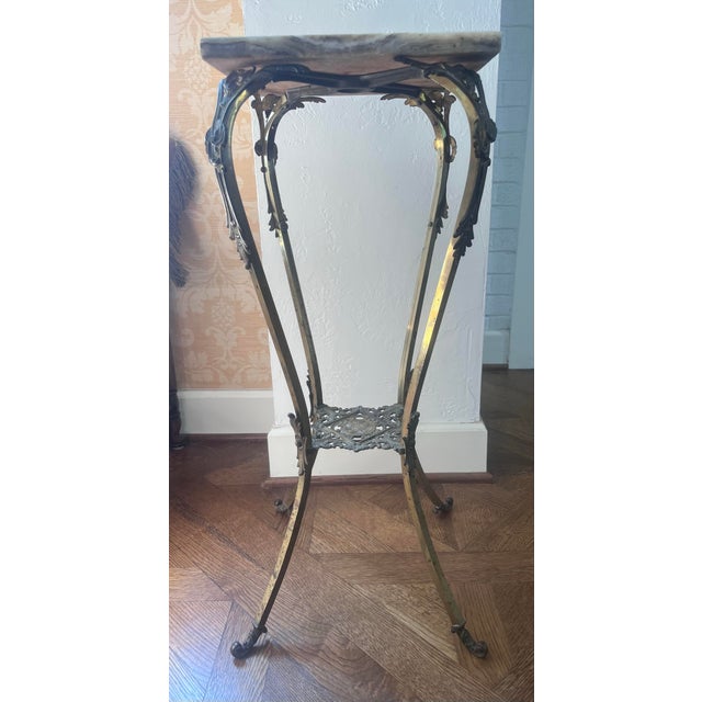 Victorian Two Tier Brass Plant Stand With Onyx Top For Sale - Image 9 of 10