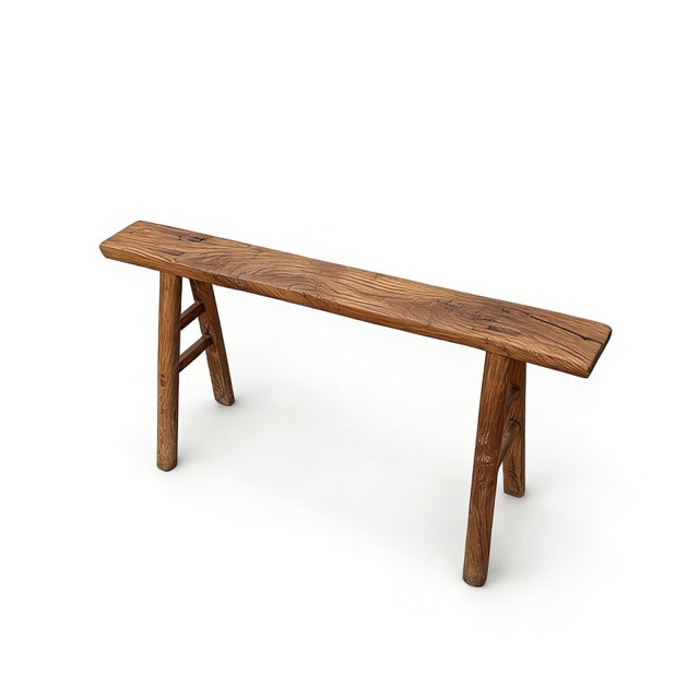 This 43 inch long Shanxi bench is made of solid elm wood. The color and patina of this vintage bench are exactly as it was...