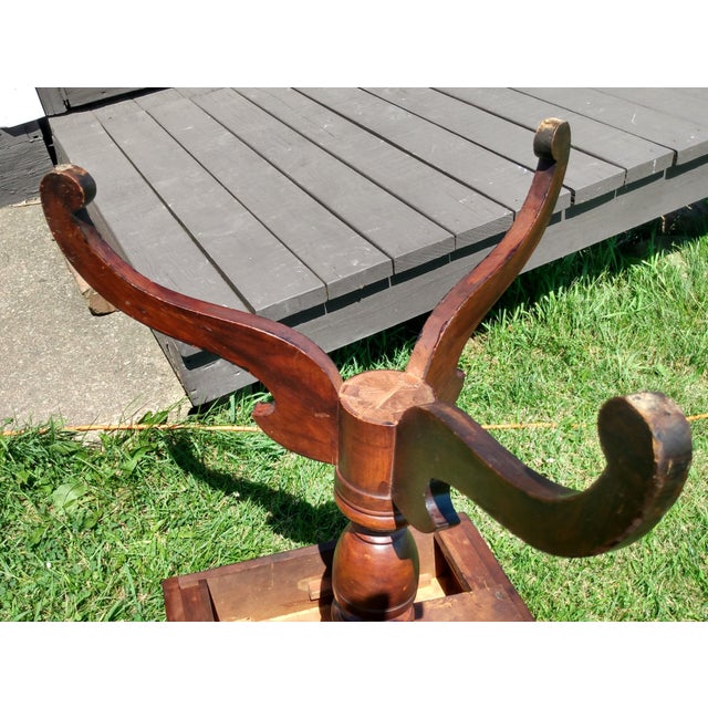 Brown Antique Maple One Drawer Stand W 3 Splayed Scrolled Legs New England Style 1800s For Sale - Image 8 of 11