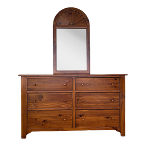 Ethan Allen Country Craftsman Shaker Style 6 Drawer Pine Dresser & Mirror