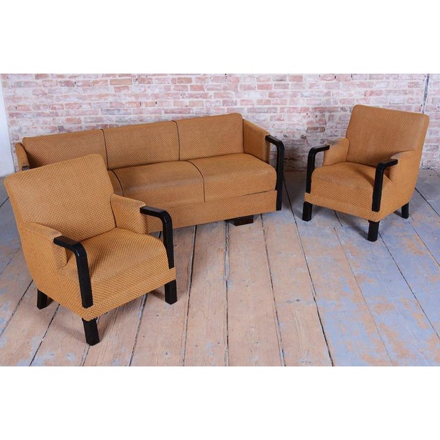 Czech Art Deco Seating Set, J. Halabala, Up Závody, Beech, Oak, Czech, 1930s, 1920s, Set of 3 For Sale - Image 9 of 18