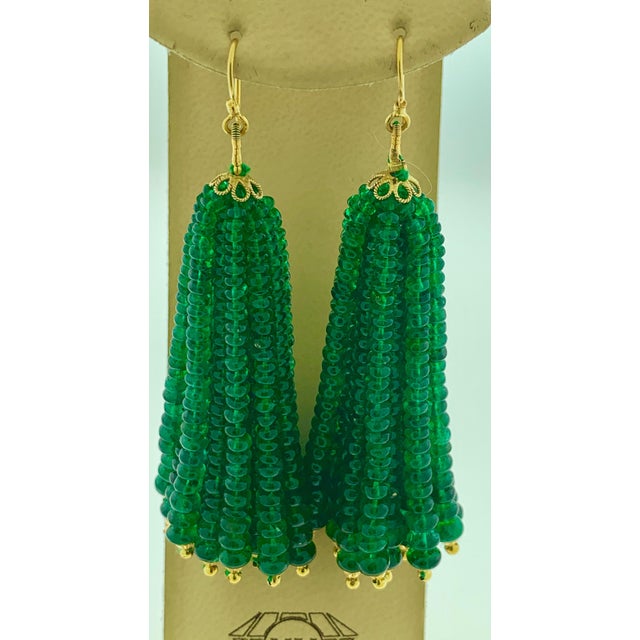 198 Carat Colombian Emerald Beads Hanging Drop Earrings 18 Karat Gold For Sale - Image 18 of 18