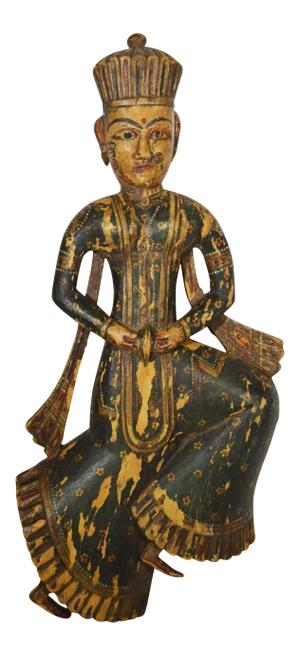 Early 20th Century Antique Indonesian Hand-Carved and Hand-Painted Temple Statue
