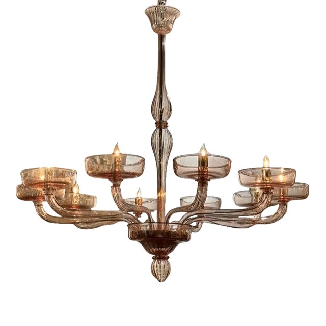 Rose Colored Custom Designed Murano Chandelier For Sale