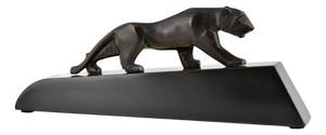 Art Deco Panther Sculpture, 1925, Bronze on Marble Base