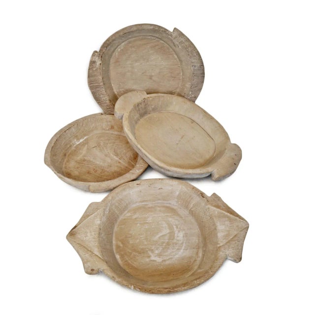 Mid 20th Century Vintage White Wash Wood Bowl For Sale - Image 5 of 7