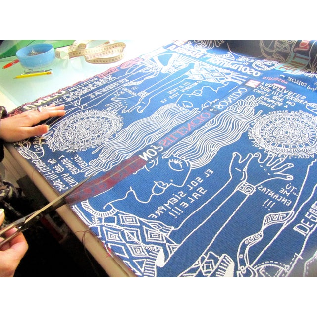 Handwoven Embroidery Lumbar Pillow With Rustic Piping - a Pair For Sale - Image 6 of 13