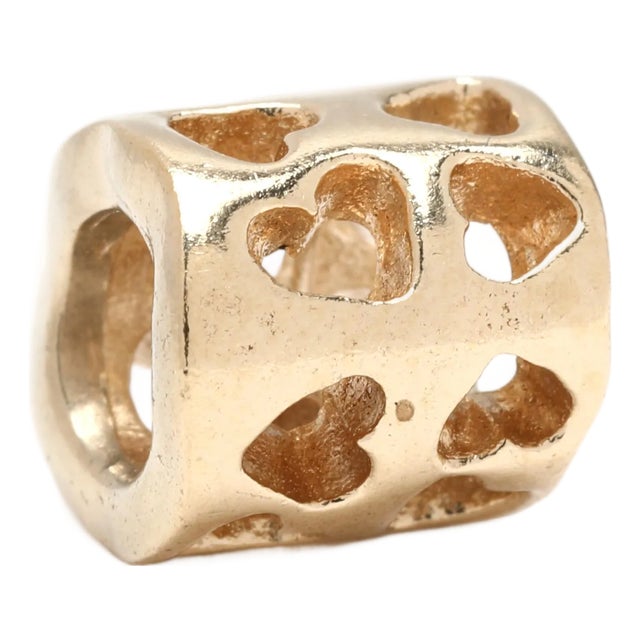 Pandora Tunnel of Love Heart Charm, 14k Yellow Gold, Length 8.5 Mm For Sale