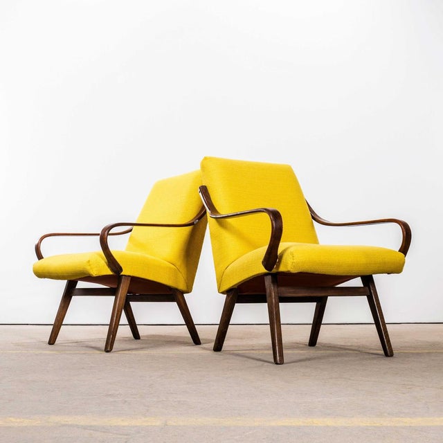Mustard Upholstered Marl Armchair by Jaroslav Šmídek, 1950s For Sale - Image 9 of 9