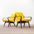 Mustard Upholstered Marl Armchair by Jaroslav Šmídek, 1950s For Sale - Image 9 of 9
