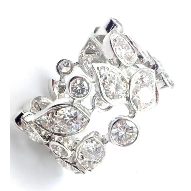 2010s Cartier Diamond Leaf Wide White Gold Band Ring, Size 6.25 For Sale - Image 5 of 10