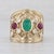 Modern Vintage Ornate Emerald Ruby Diamond Ring 14k Yellow Gold Size 6.25 For Sale - Image 3 of 8