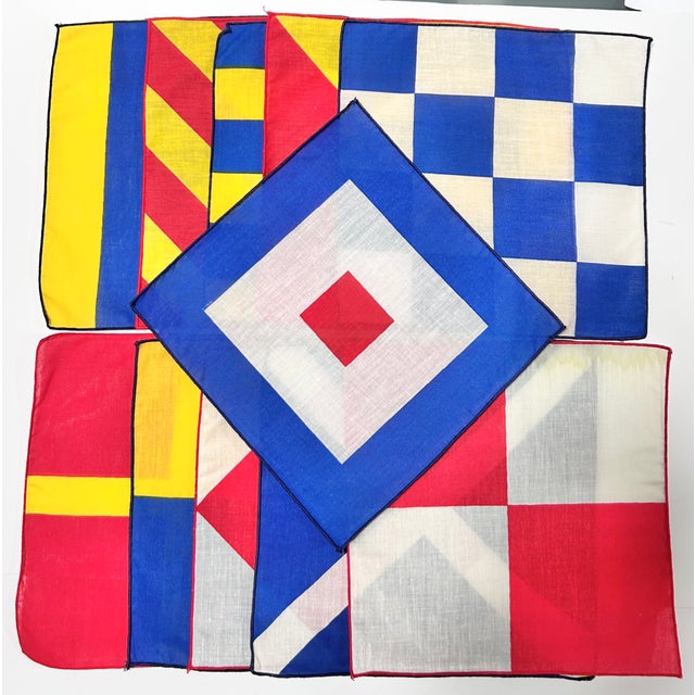 Vintage Leacock Nautical Naps Signal Flag Cocktail Napkins by Dessin Deux, Set of 11 For Sale - Image 10 of 11