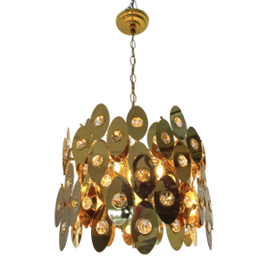 1970s Rare Gold Plated Brass Austrian Crystal Chandelier Attributed to Palwa