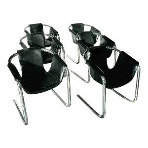 1970s Duncan Burke & Gunter Eberle for Vecta Group Zermatt Tubular Sling Chairs -- a Pair
