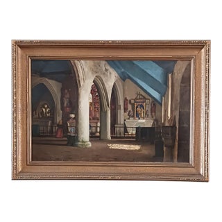 Charles J. Bridgman Cathedral Interior Oil on Canvas 1876 Listed Artist For Sale
