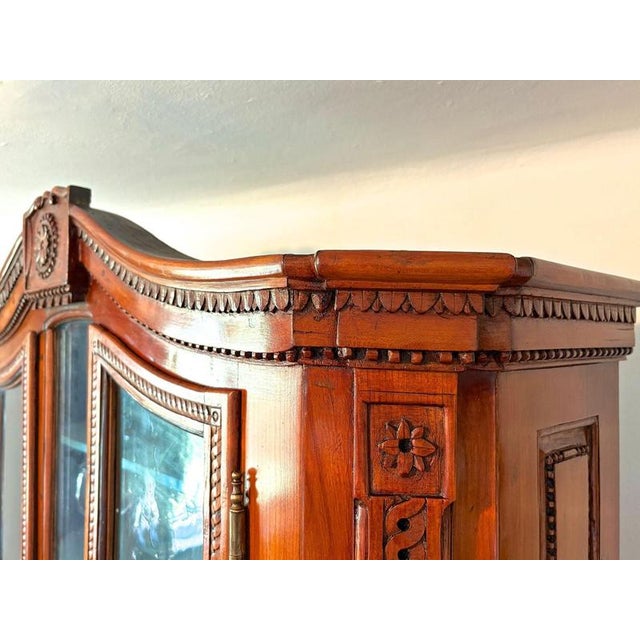 Brown 18th Century Inlaid and Carved Cherrywood Vitrine Buffet, 1790s, Set of 2 For Sale - Image 8 of 18