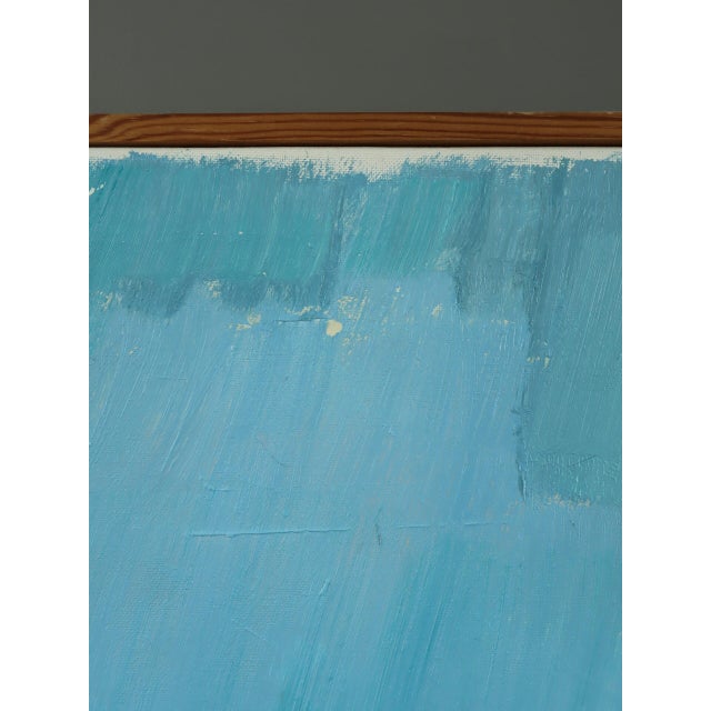 Textile 1973 Modernist 'Blue Divide' Vintage Swedish Original Abstract Landscape Oil Painting, Framed For Sale - Image 7 of 14