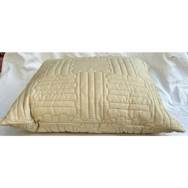 Beige Quilted Italian Decorative Pillow by Pratesi For Sale - Image 9 of 10