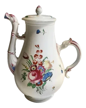 19th Century Porcelain Coffee Pot with Flowers Decor by Richard Ginori, 1810