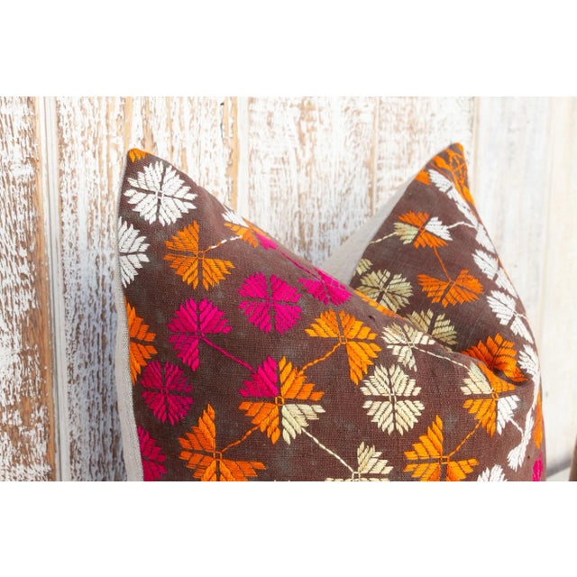 Reva Antique Indian Folk Pillow For Sale - Image 4 of 9