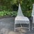 A set of three vintage iron and metal chairs in the style of the iconic “spine” chairs by André Dubreuil. These chairs are...