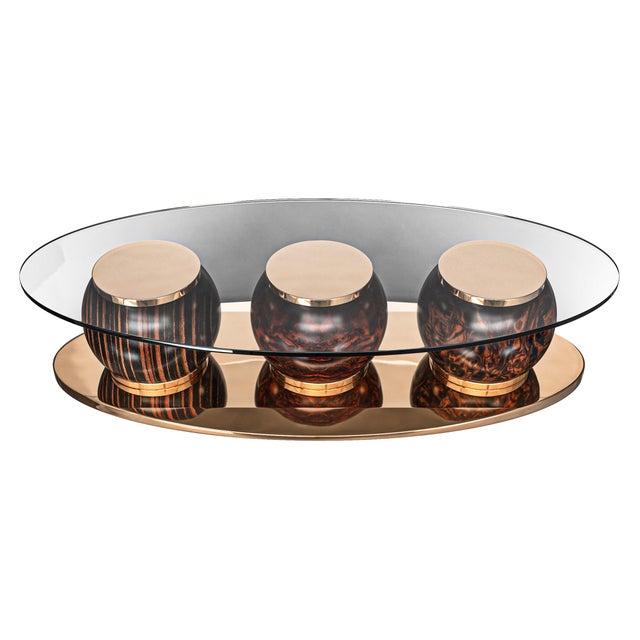 "Costiera" Coffee Table With Bronze, Handmade For Sale - Image 4 of 8