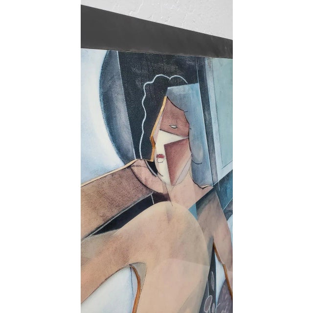 Wood Vintage Cubist Mixed Media Reclining Nude C.1980s For Sale - Image 7 of 9