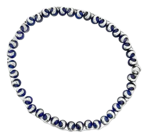 Lapis Lazuli Ball and Diamond 18k White Gold Choker Necklace Signed Bibigi